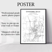 
              Chippewa Falls, Wisconsin Scandinavian Map Print 
            