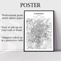 
              Chengdu, China Scandinavian Style Map Print 
            