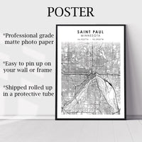 Saint Paul, Minnesota Scandinavian Map Print 