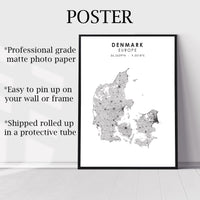 
              Denmark Scandinavian Style Map Print 
            