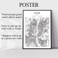 Cairo, Egypt Scandinavian Style Map Print 