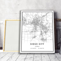 Sioux City, Iowa Modern Map Print 