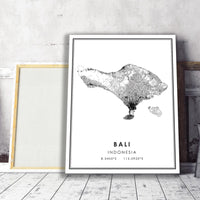 
              Bali, Indonesia Modern Style Map Print 
            