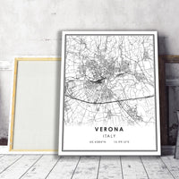 Verona, Italy Modern Style Map Print 