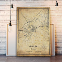 
              Guilin China Vintage Style Map Print 
            