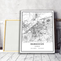 
              Damascus, Syria Modern Style Map Print 
            