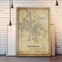 Bozeman, Montana Vintage Style Map Print 