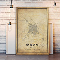 
              Cardenas, Cuba Vintage Style Map Print 
            