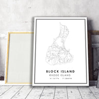 Block Island, Rhode Island Modern Map Print 