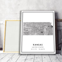 
              Kansas, United States Modern Style Map Print 
            