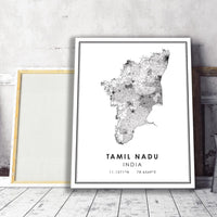 
              Tamil Nadu, India Modern Style Map Print 
            