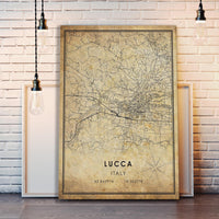 
              Lucca, Italy Vintage Style Map Print 
            