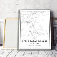 
              Upper Saranac Lake, New York Modern Map Print 
            