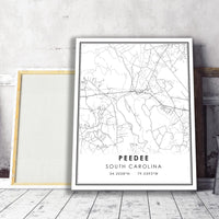 
              Pee Dee, South Carolina Modern Map Print 
            