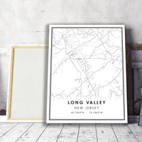 Long Valley, New Jersey Modern Map Print 