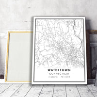 
              Watertown, Connecticut Modern Map Print 
            