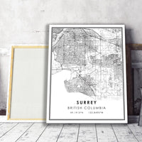 Surrey, British Columbia Modern Style Map Print 