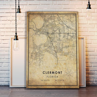 
              Clermont, Florida Vintage Style Map Print 
            