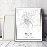 Ruston, Louisiana Modern Map Print 