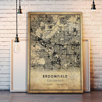 
              Broomfield, Colorado Vintage Style Map Print 
            