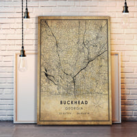 Buckhead, Georgia Vintage Style Map Print 