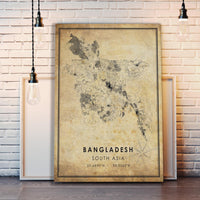 
              Bangladesh, South Asia Vintage Style Map Print
            