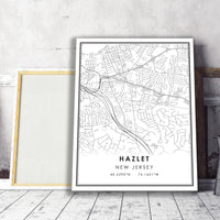 
              Hazlet, New Jersey Modern Map Print 
            