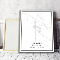 
              Spencer, Nebraska Modern Map Print 
            