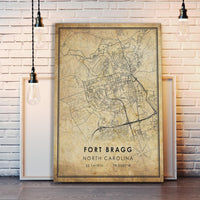 
              Fort Bragg North Carolina Vintage Style Map Print 
            