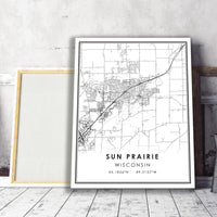 Sun Prairie, Wisconsin Modern Map Print 