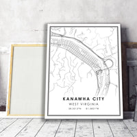 
              Kanawha City, West Virginia Modern Map Print  
            