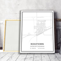 
              Rosetown, Saskatchewan Modern Style Map Print 
            