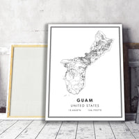 
              Guam, Oceania Modern Style Map Print 
            