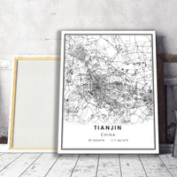 
              Tianjin, China Modern Style Map Print 
            