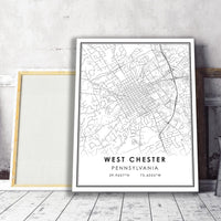 West Chester, Pennsylvania Modern Map Print 