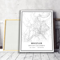 Whistler, British Columbia Modern Style Map Print 