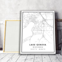 
              Lake Geneva, Wisconsin Modern Map Print 
            