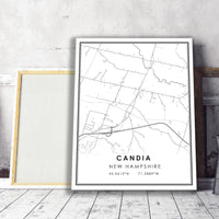 Candia, New Hampshire Modern Map Print 