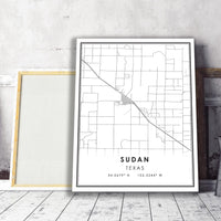 
              Sudan, Texas Modern Map Print 
            