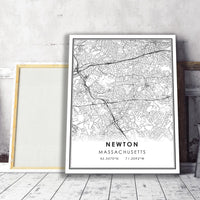 
              Newton, Massachusetts Modern Map Print
            