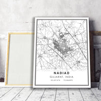 Nadiad, India Modern Style Map Print