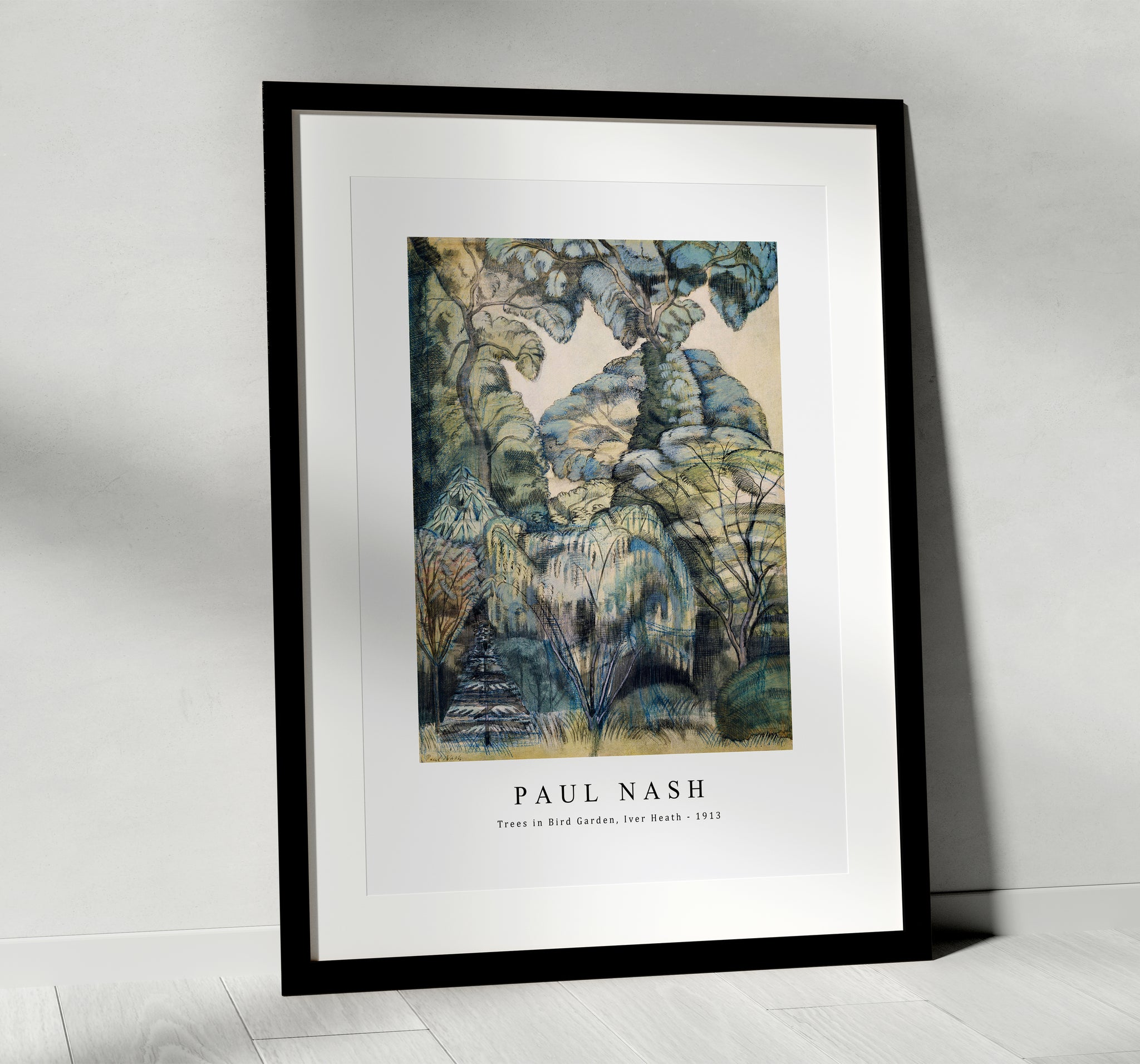 Trees in Bird Garden, Iver Heath (1913) popular Famous Painting by Paul Nash Framed Print