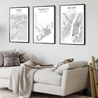 Atlantic City, New Jersey Scandinavian Map Print 