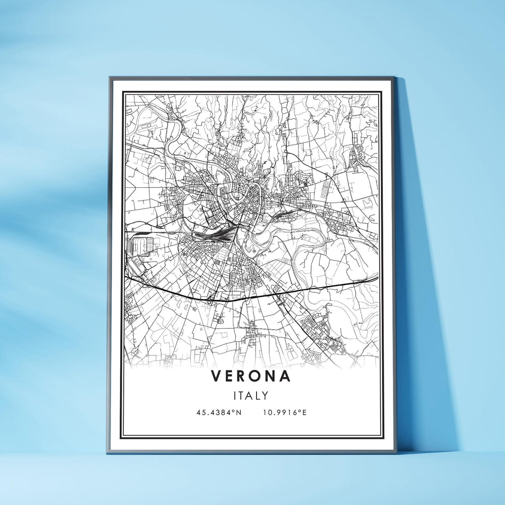 Verona, Italy Modern Style Map Print 