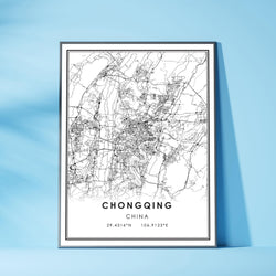 Chongqing, China Modern Style Map Print