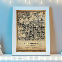 
              Broomfield, Colorado Vintage Style Map Print 
            