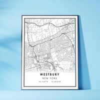 
              Westbury, New York Modern Map Print 
            
