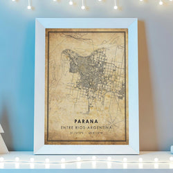 Parana, Entre Rios, Argentina Vintage Style Map Print 