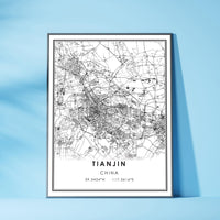 Tianjin, China Modern Style Map Print 