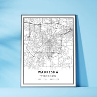 
              Waukesha, Wisconsin Modern Map Print 
            